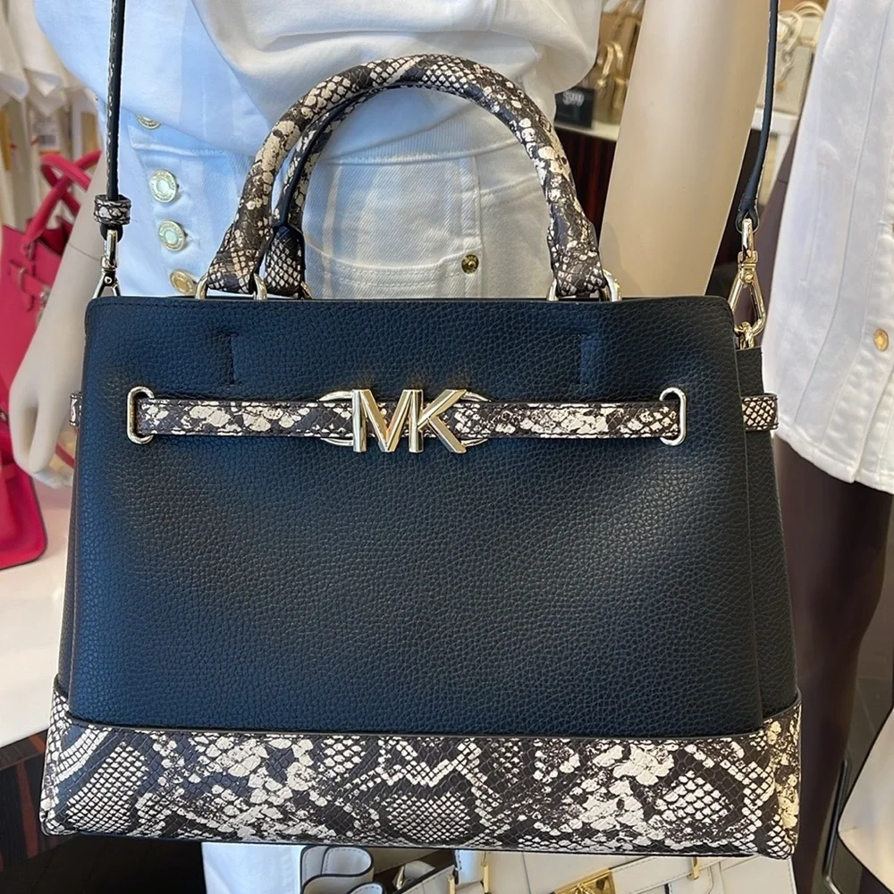 MICHAEL KORS
Reed Large Leather Belted Satchel Crossbody Handbag Purse 

NWT